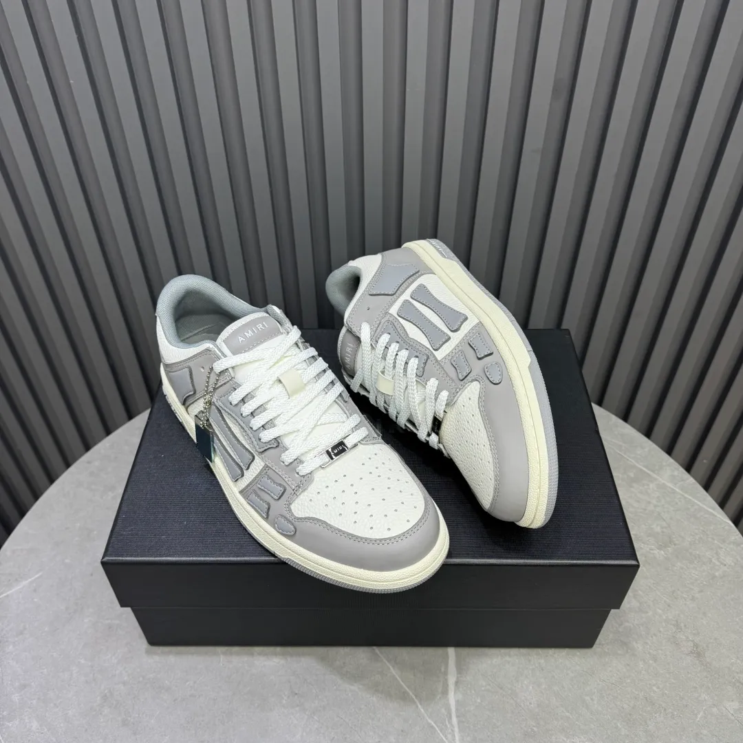 Men's men's shoes 💰600 AMIRI high street sneakers with bone sports shoes, toe layer cowhide upper, upper side bones, hand-stitched, good three-dimensional effect, customized metal LOGO, size 38-45 46